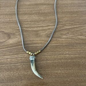 Horn Pendant Necklace with Gold Accents- 33 inches long
NWT